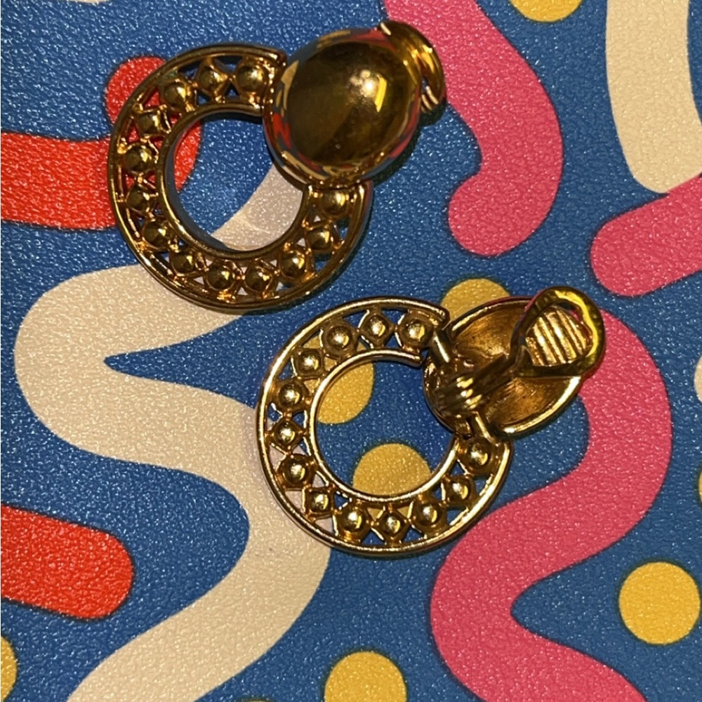 Monet Gold Circular Earrings
